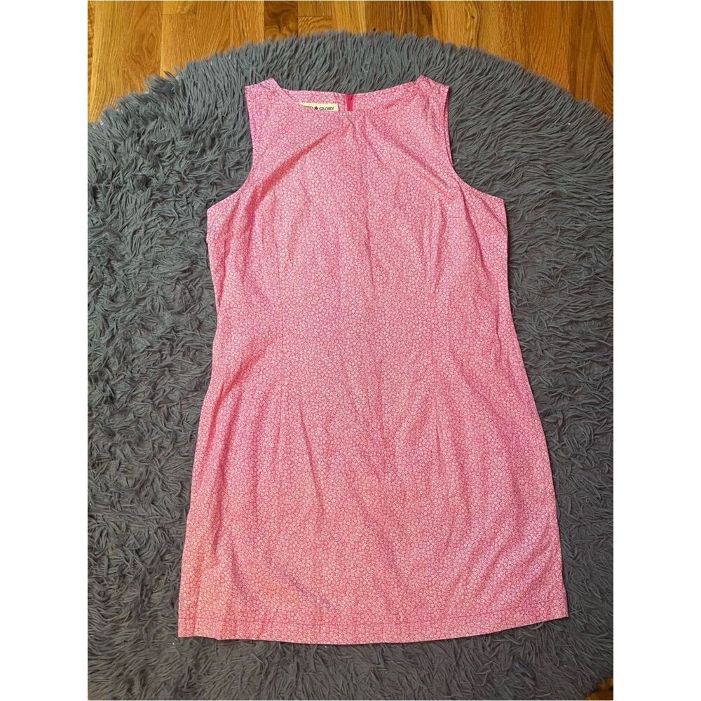 Vintage Faded Glory Sleeveless Ditsy Floral Print Pink Shift Dress Size L